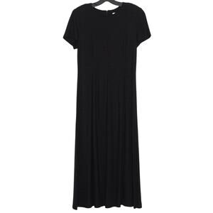 Talbots Vintage 90s Black Midi Dress Little Black Minimalist Modest Work Size SP